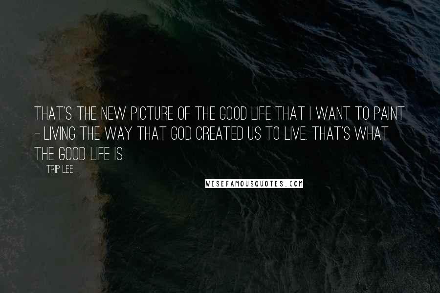Trip Lee Quotes: That's the new picture of the good life that I want to paint - living the way that God created us to live. That's what the good life is.