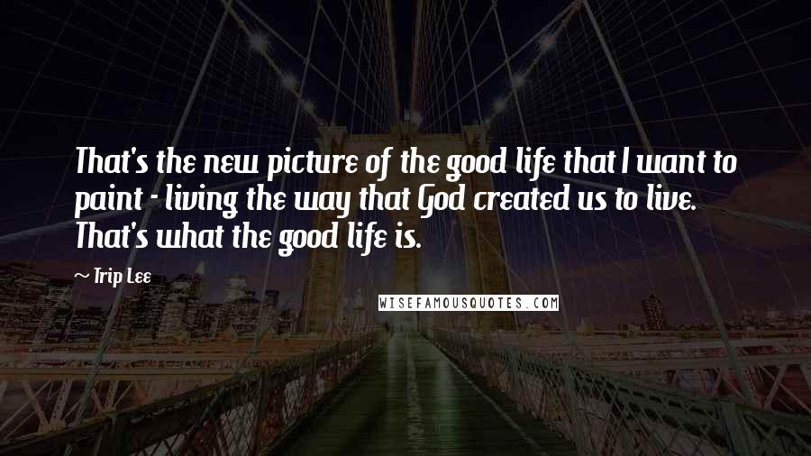 Trip Lee Quotes: That's the new picture of the good life that I want to paint - living the way that God created us to live. That's what the good life is.