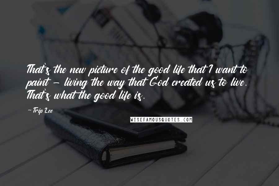 Trip Lee Quotes: That's the new picture of the good life that I want to paint - living the way that God created us to live. That's what the good life is.