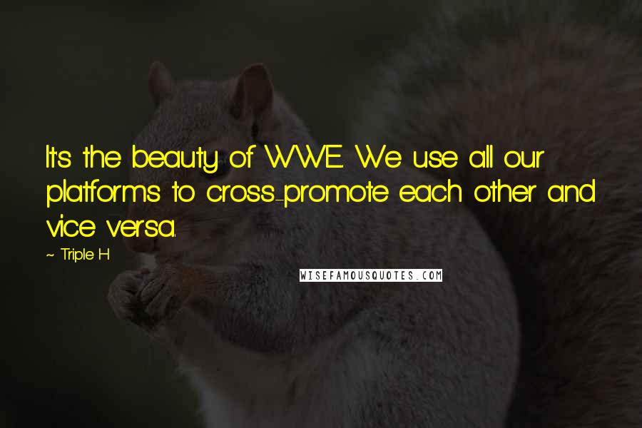 Triple H Quotes: It's the beauty of WWE. We use all our platforms to cross-promote each other and vice versa.