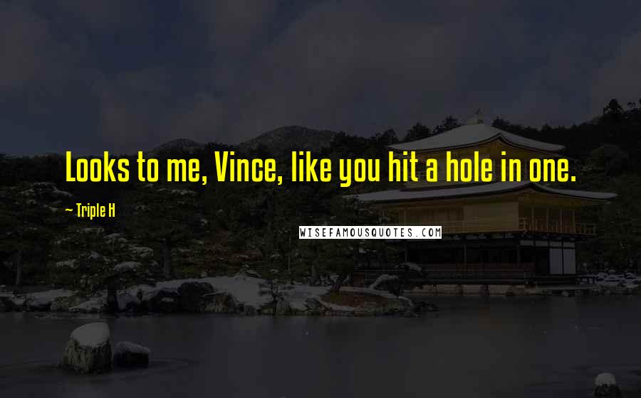 Triple H Quotes: Looks to me, Vince, like you hit a hole in one.