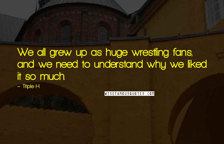 Triple H Quotes: We all grew up as huge wrestling fans, and we need to understand why we liked it so much.