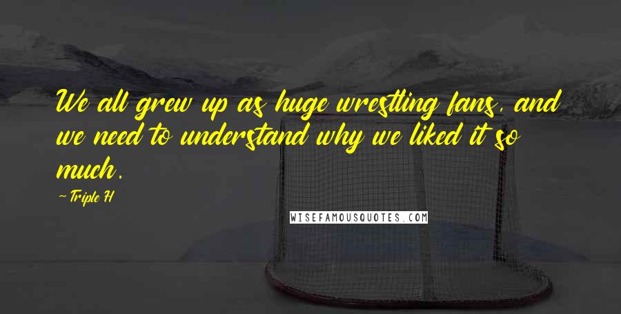 Triple H Quotes: We all grew up as huge wrestling fans, and we need to understand why we liked it so much.