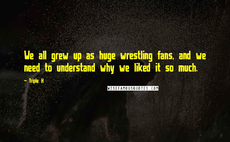 Triple H Quotes: We all grew up as huge wrestling fans, and we need to understand why we liked it so much.