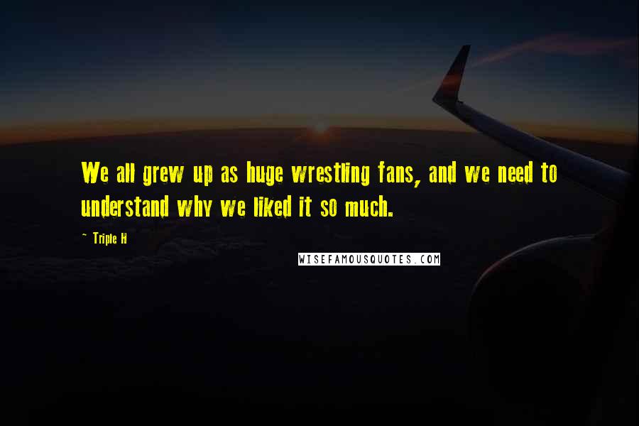 Triple H Quotes: We all grew up as huge wrestling fans, and we need to understand why we liked it so much.