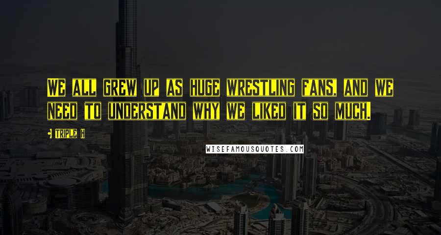 Triple H Quotes: We all grew up as huge wrestling fans, and we need to understand why we liked it so much.