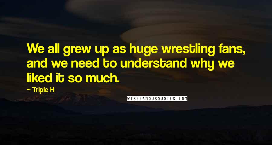 Triple H Quotes: We all grew up as huge wrestling fans, and we need to understand why we liked it so much.