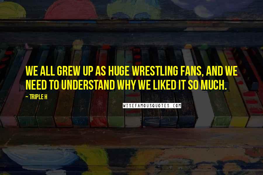 Triple H Quotes: We all grew up as huge wrestling fans, and we need to understand why we liked it so much.