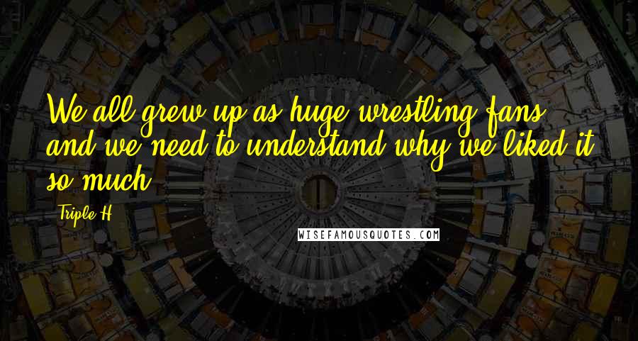 Triple H Quotes: We all grew up as huge wrestling fans, and we need to understand why we liked it so much.