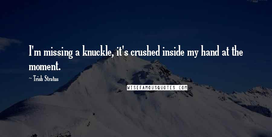 Trish Stratus Quotes: I'm missing a knuckle, it's crushed inside my hand at the moment.