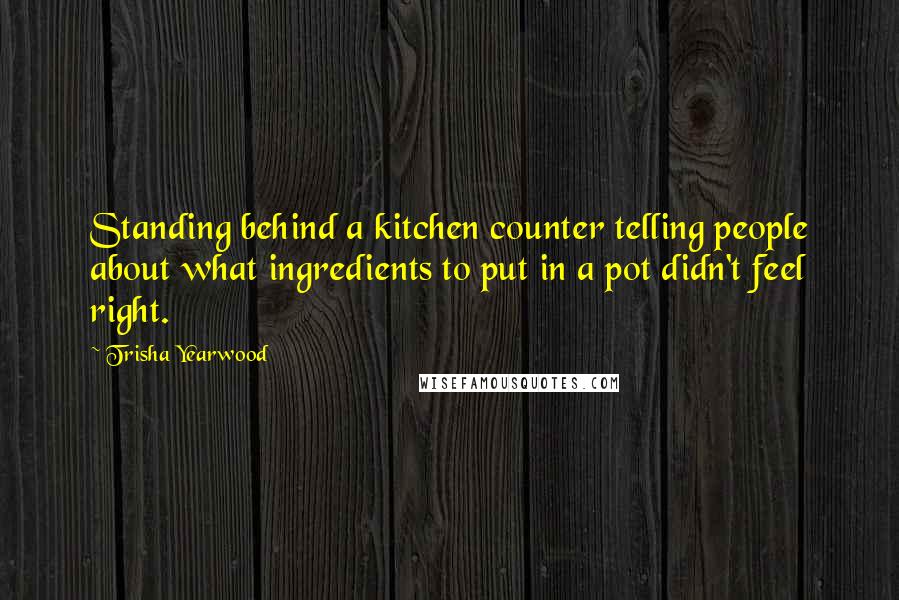 Trisha Yearwood Quotes: Standing behind a kitchen counter telling people about what ingredients to put in a pot didn't feel right.