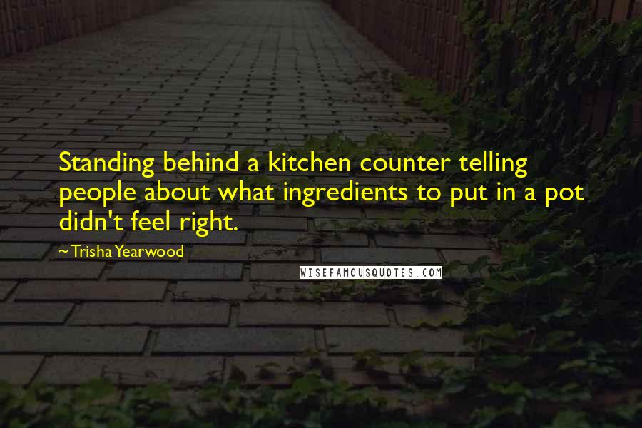 Trisha Yearwood Quotes: Standing behind a kitchen counter telling people about what ingredients to put in a pot didn't feel right.