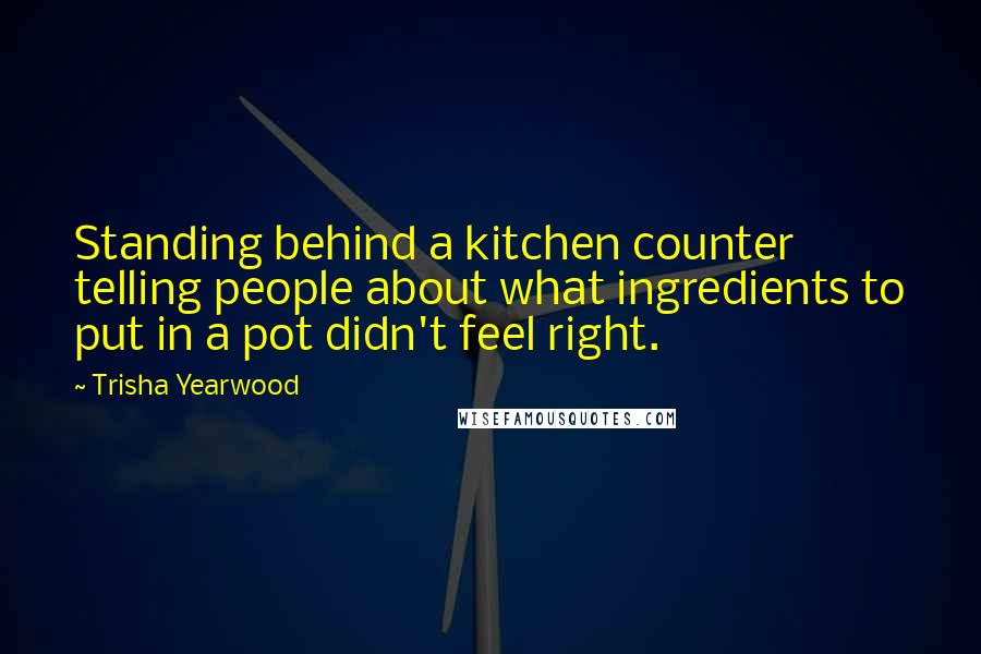 Trisha Yearwood Quotes: Standing behind a kitchen counter telling people about what ingredients to put in a pot didn't feel right.