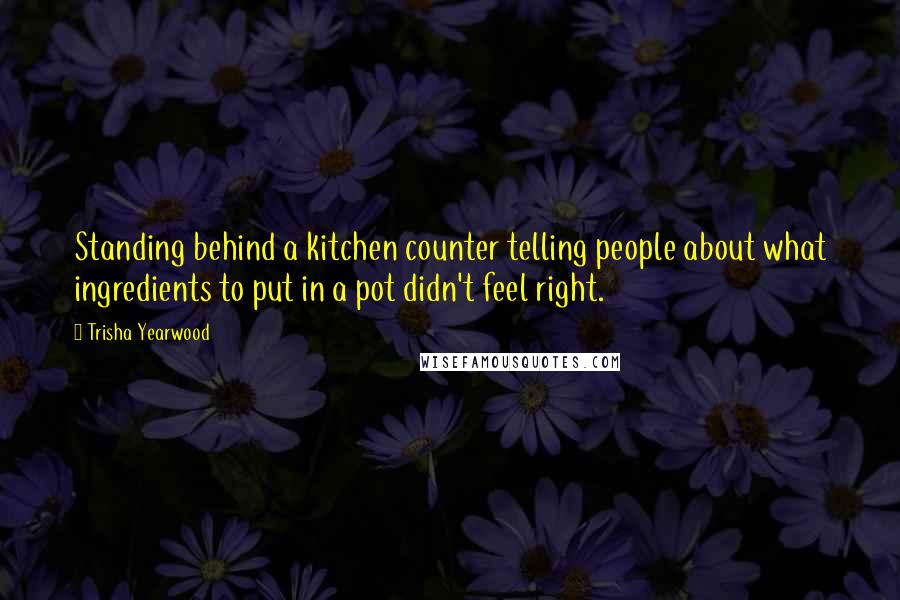 Trisha Yearwood Quotes: Standing behind a kitchen counter telling people about what ingredients to put in a pot didn't feel right.