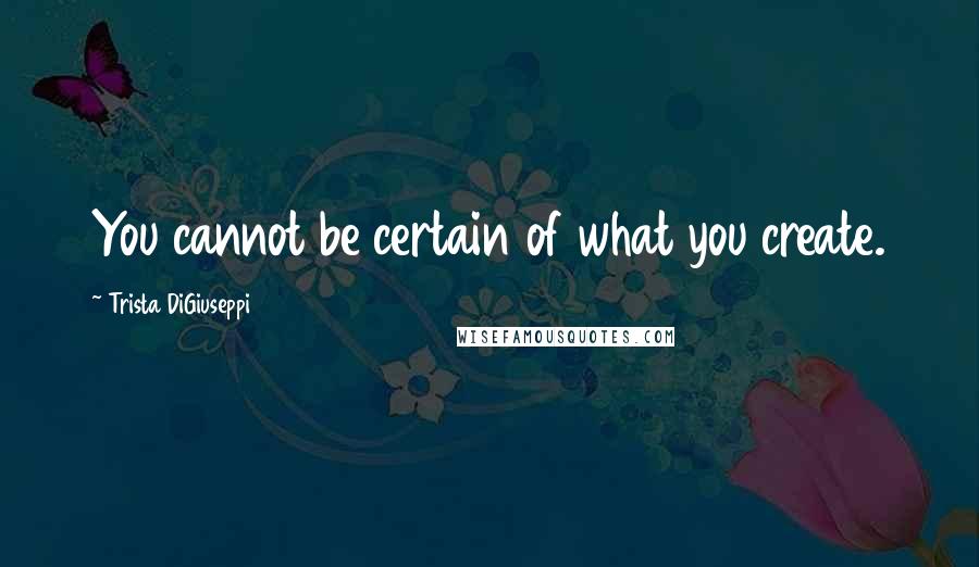 Trista DiGiuseppi Quotes: You cannot be certain of what you create.