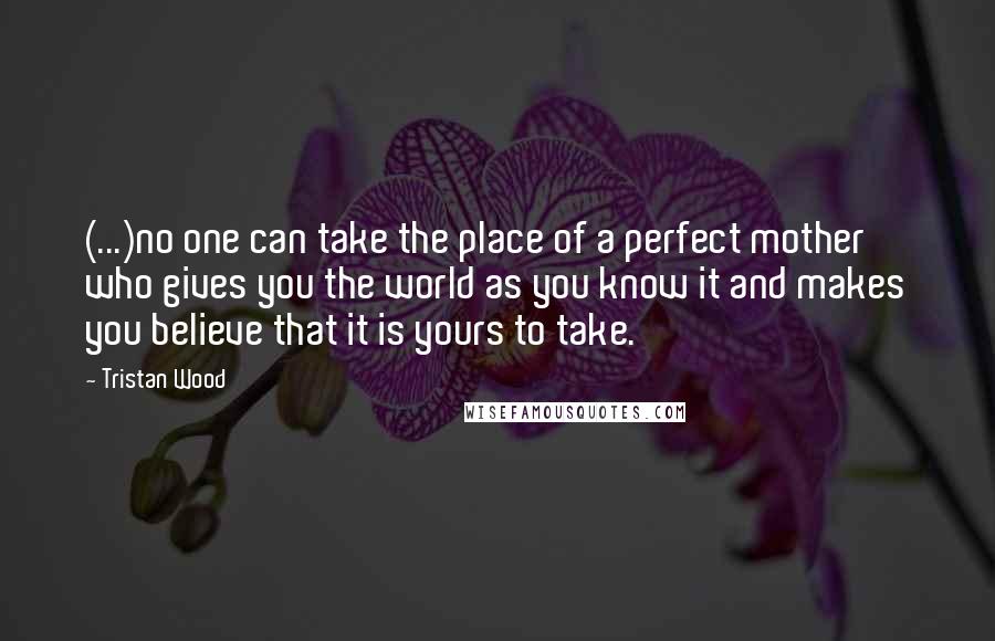 Tristan Wood Quotes: (...)no one can take the place of a perfect mother who gives you the world as you know it and makes you believe that it is yours to take.