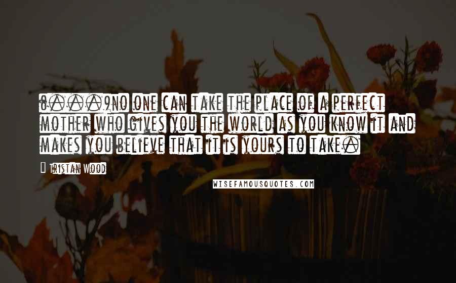 Tristan Wood Quotes: (...)no one can take the place of a perfect mother who gives you the world as you know it and makes you believe that it is yours to take.