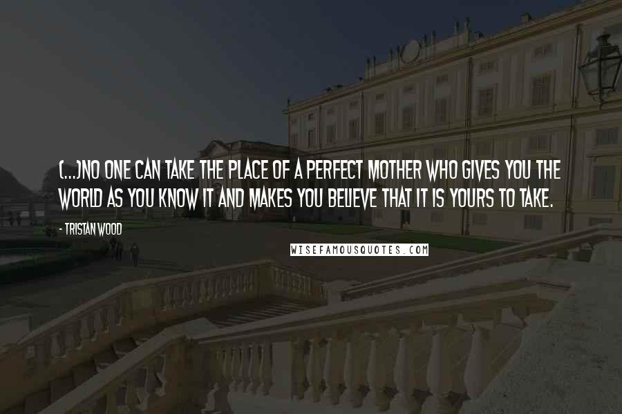 Tristan Wood Quotes: (...)no one can take the place of a perfect mother who gives you the world as you know it and makes you believe that it is yours to take.