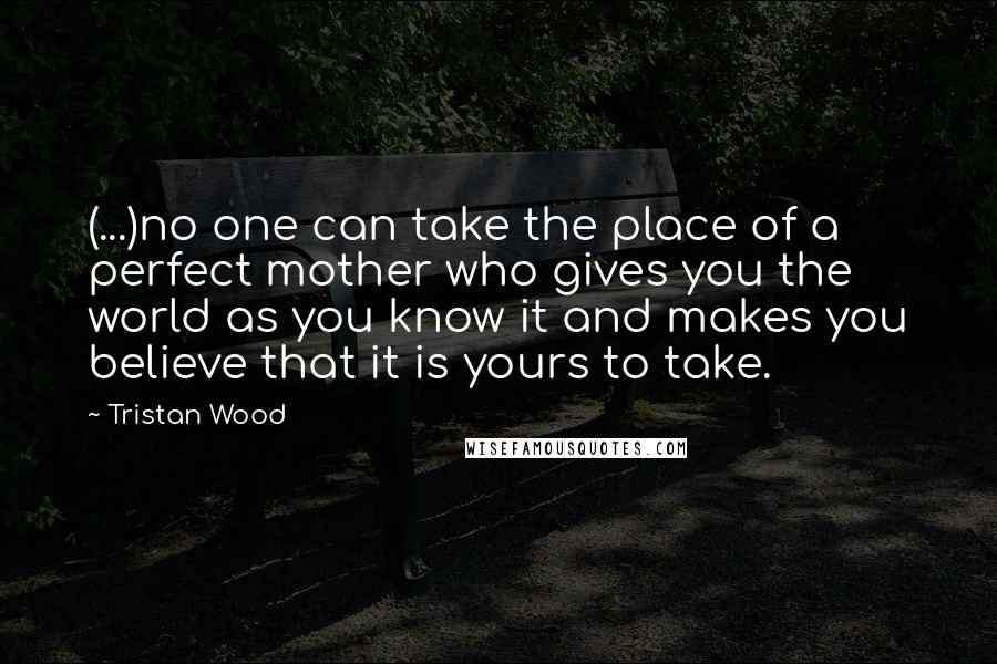 Tristan Wood Quotes: (...)no one can take the place of a perfect mother who gives you the world as you know it and makes you believe that it is yours to take.