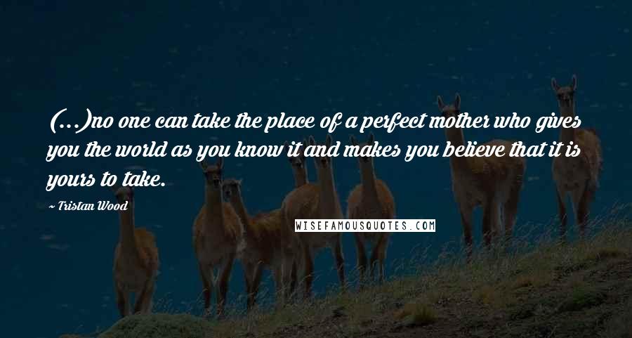 Tristan Wood Quotes: (...)no one can take the place of a perfect mother who gives you the world as you know it and makes you believe that it is yours to take.