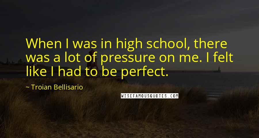 Troian Bellisario Quotes: When I was in high school, there was a lot of pressure on me. I felt like I had to be perfect.