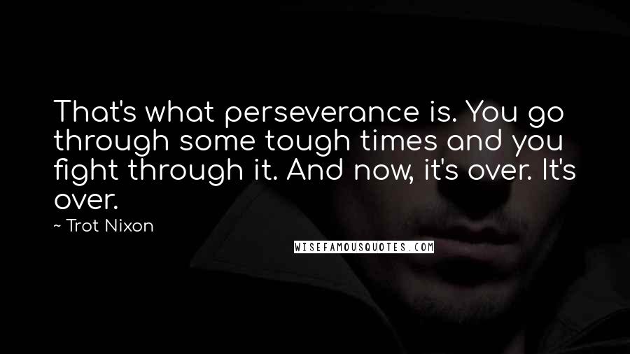 Trot Nixon Quotes: That's what perseverance is. You go through some tough times and you fight through it. And now, it's over. It's over.