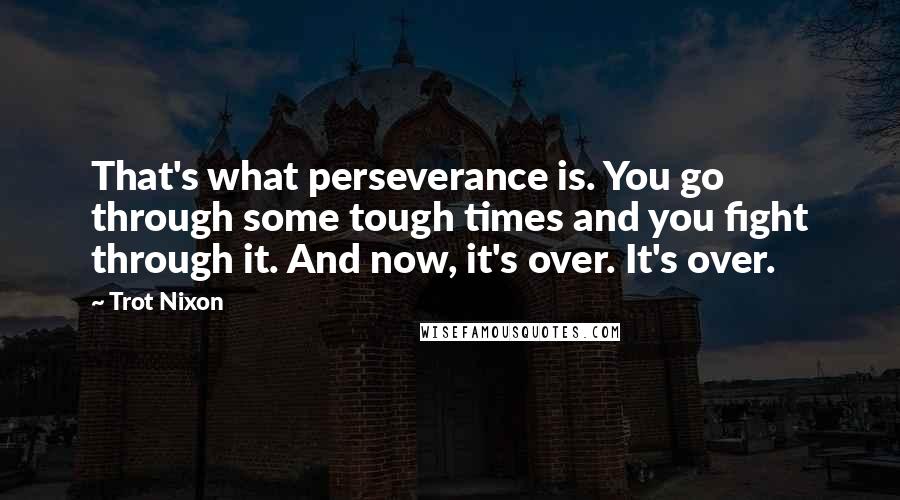 Trot Nixon Quotes: That's what perseverance is. You go through some tough times and you fight through it. And now, it's over. It's over.