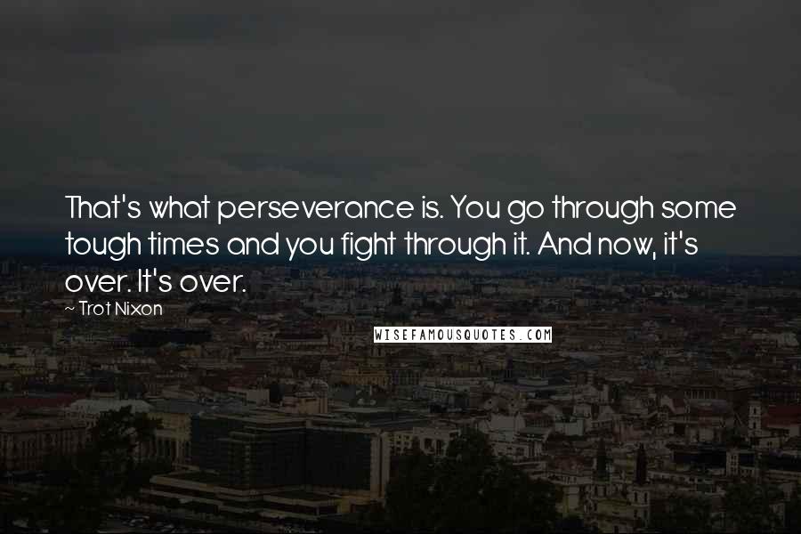 Trot Nixon Quotes: That's what perseverance is. You go through some tough times and you fight through it. And now, it's over. It's over.