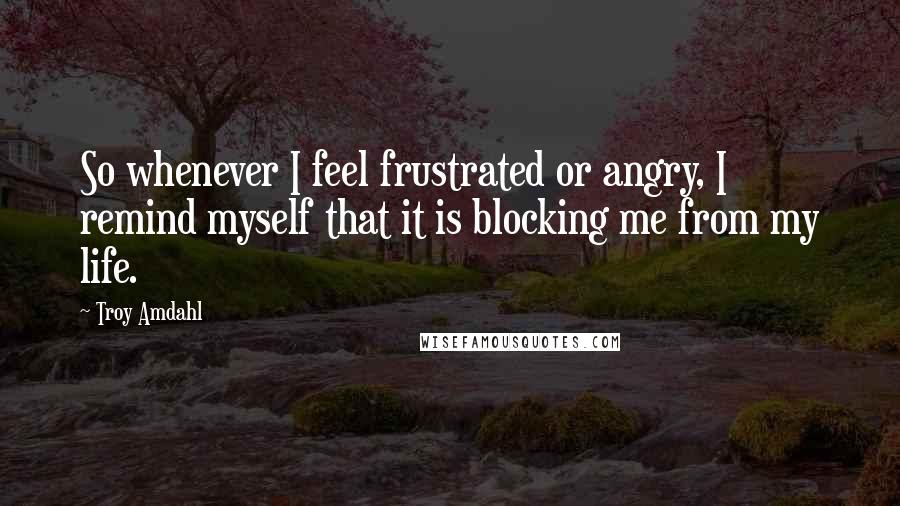 Troy Amdahl Quotes: So whenever I feel frustrated or angry, I remind myself that it is blocking me from my life.