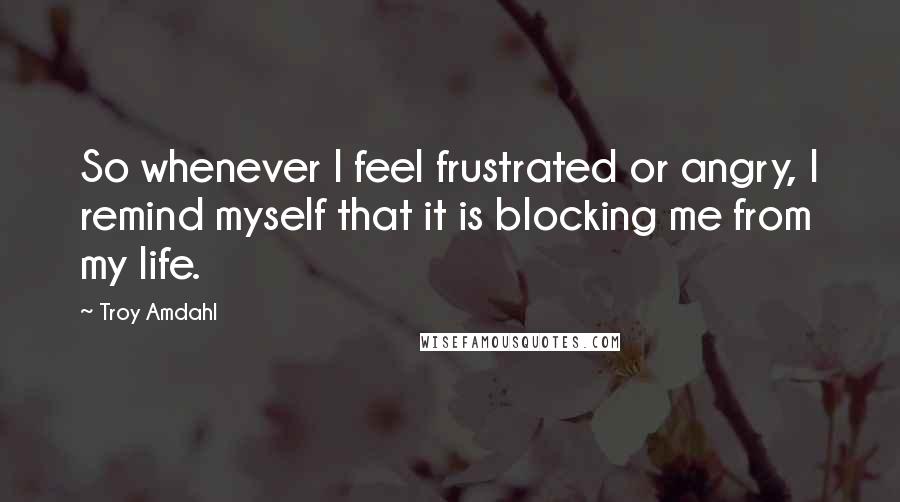 Troy Amdahl Quotes: So whenever I feel frustrated or angry, I remind myself that it is blocking me from my life.