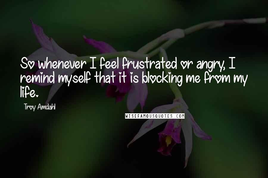 Troy Amdahl Quotes: So whenever I feel frustrated or angry, I remind myself that it is blocking me from my life.