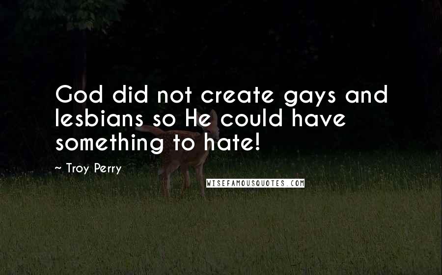 Troy Perry Quotes: God did not create gays and lesbians so He could have something to hate!