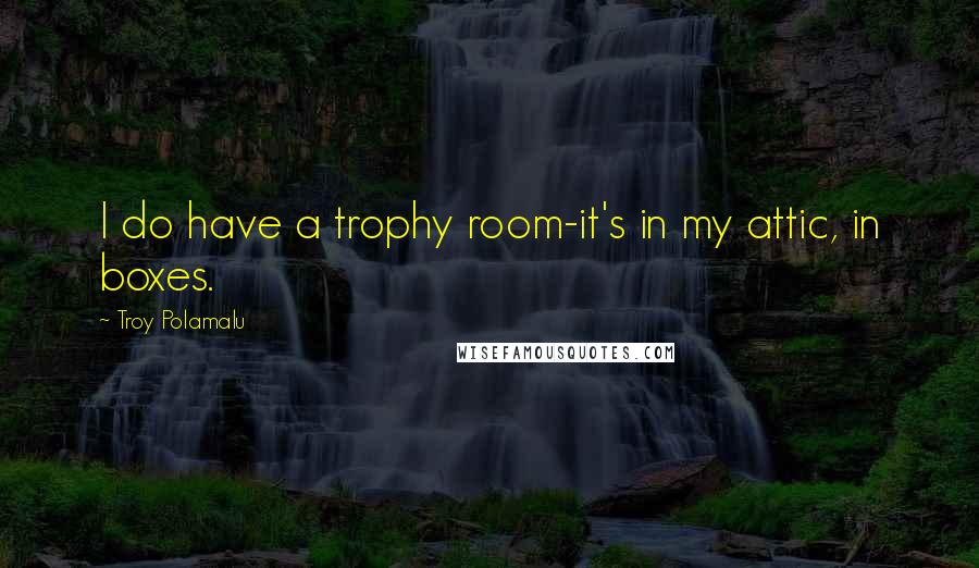 Troy Polamalu Quotes: I do have a trophy room-it's in my attic, in boxes.