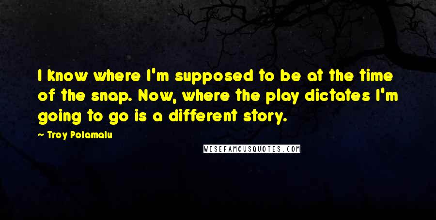 Troy Polamalu Quotes: I know where I'm supposed to be at the time of the snap. Now, where the play dictates I'm going to go is a different story.