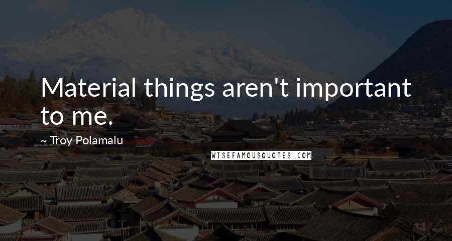 Troy Polamalu Quotes: Material things aren't important to me.