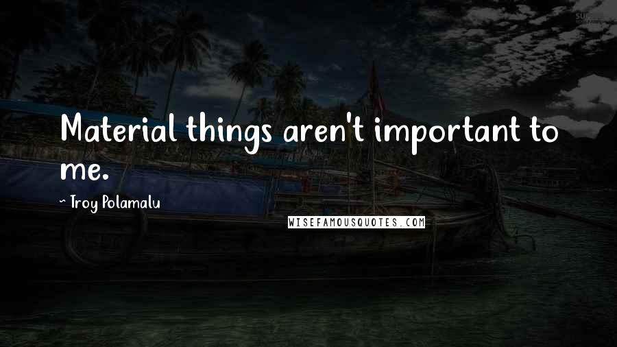 Troy Polamalu Quotes: Material things aren't important to me.