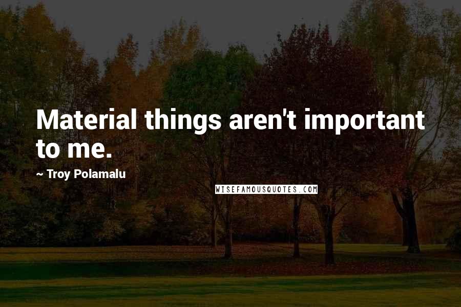Troy Polamalu Quotes: Material things aren't important to me.