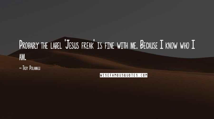 Troy Polamalu Quotes: Probably the label 'Jesus freak' is fine with me. Because I know who I am.