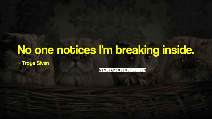 Troye Sivan Quotes: No one notices I'm breaking inside.