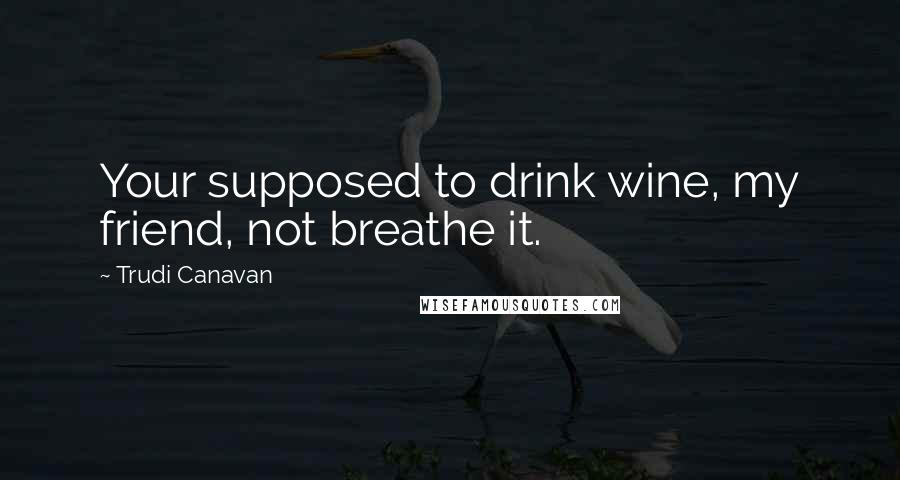 Trudi Canavan Quotes: Your supposed to drink wine, my friend, not breathe it.