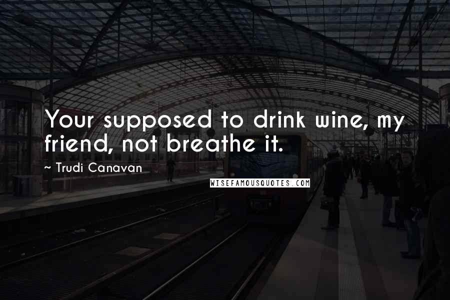 Trudi Canavan Quotes: Your supposed to drink wine, my friend, not breathe it.