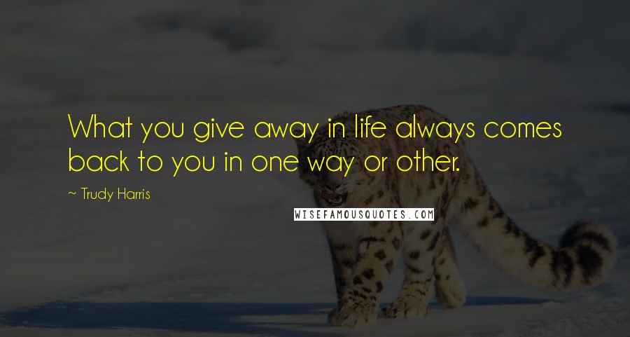 Trudy Harris Quotes: What you give away in life always comes back to you in one way or other.