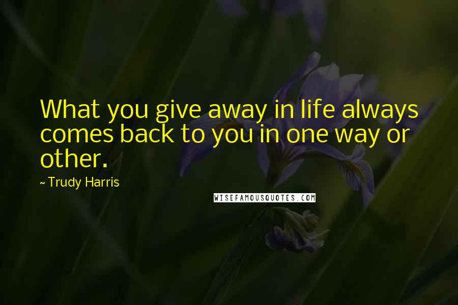 Trudy Harris Quotes: What you give away in life always comes back to you in one way or other.