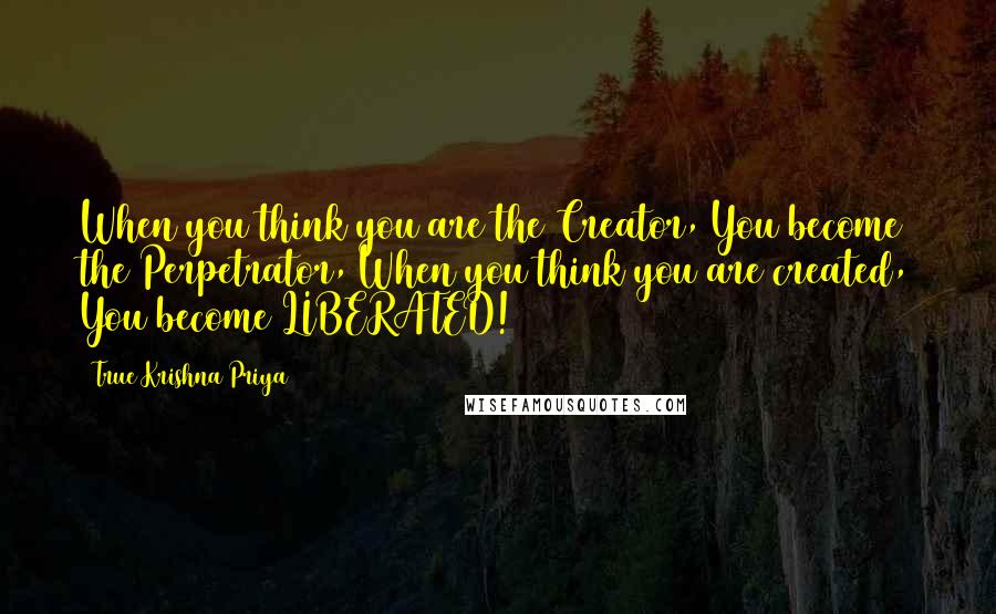 True Krishna Priya Quotes: When you think you are the Creator, You become the Perpetrator, When you think you are created, You become LIBERATED!