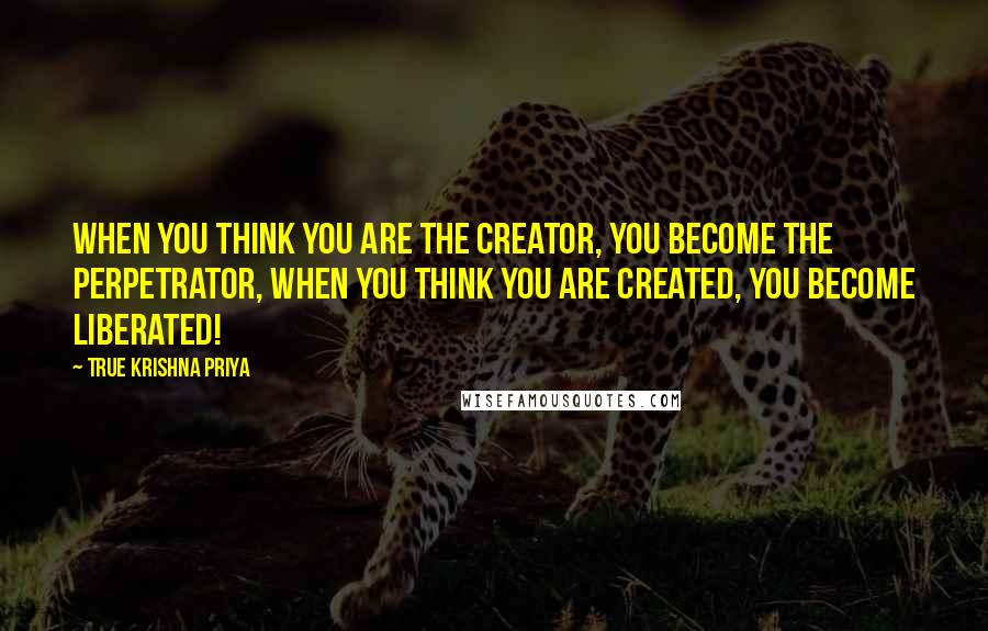 True Krishna Priya Quotes: When you think you are the Creator, You become the Perpetrator, When you think you are created, You become LIBERATED!