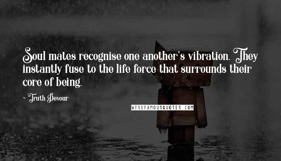 Truth Devour Quotes: Soul mates recognise one another's vibration. They instantly fuse to the life force that surrounds their core of being.