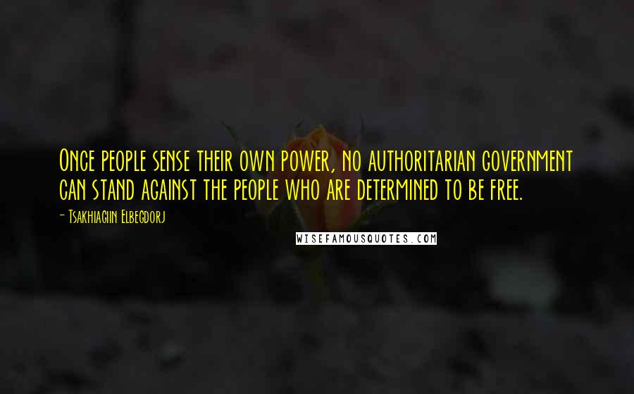 Tsakhiagiin Elbegdorj Quotes: Once people sense their own power, no authoritarian government can stand against the people who are determined to be free.