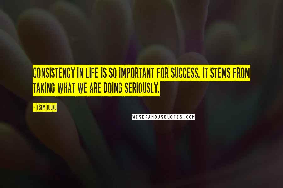 Tsem Tulku Quotes: Consistency in life is so important for success. It stems from taking what we are doing seriously.