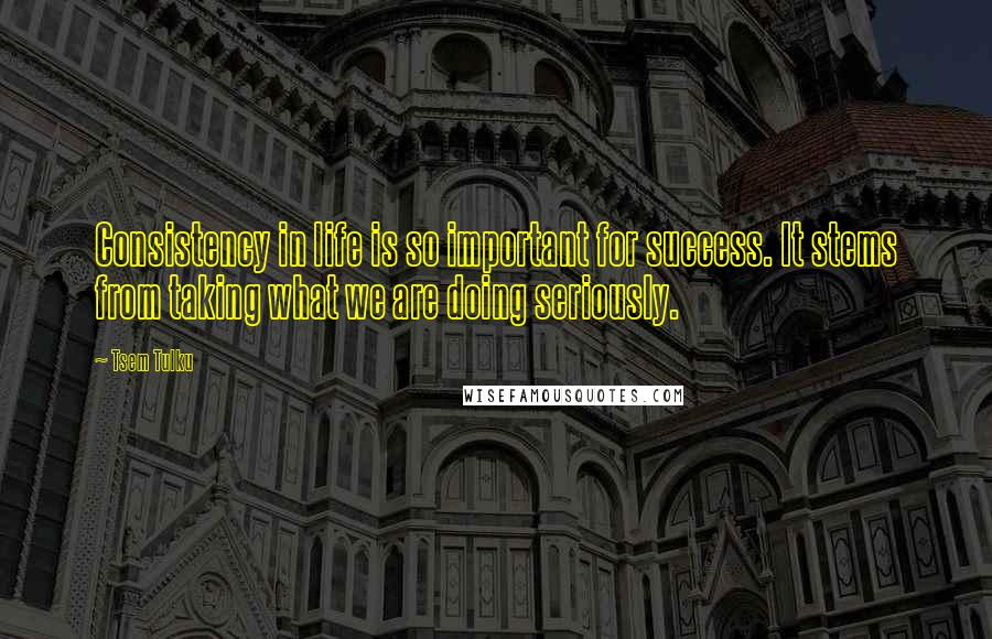 Tsem Tulku Quotes: Consistency in life is so important for success. It stems from taking what we are doing seriously.