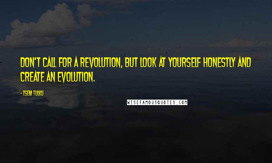 Tsem Tulku Quotes: Don't call for a revolution, but look at yourself honestly and create an evolution.